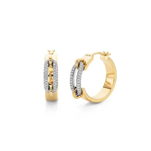 Pavé Wide Luxe Link Hoop Earrings