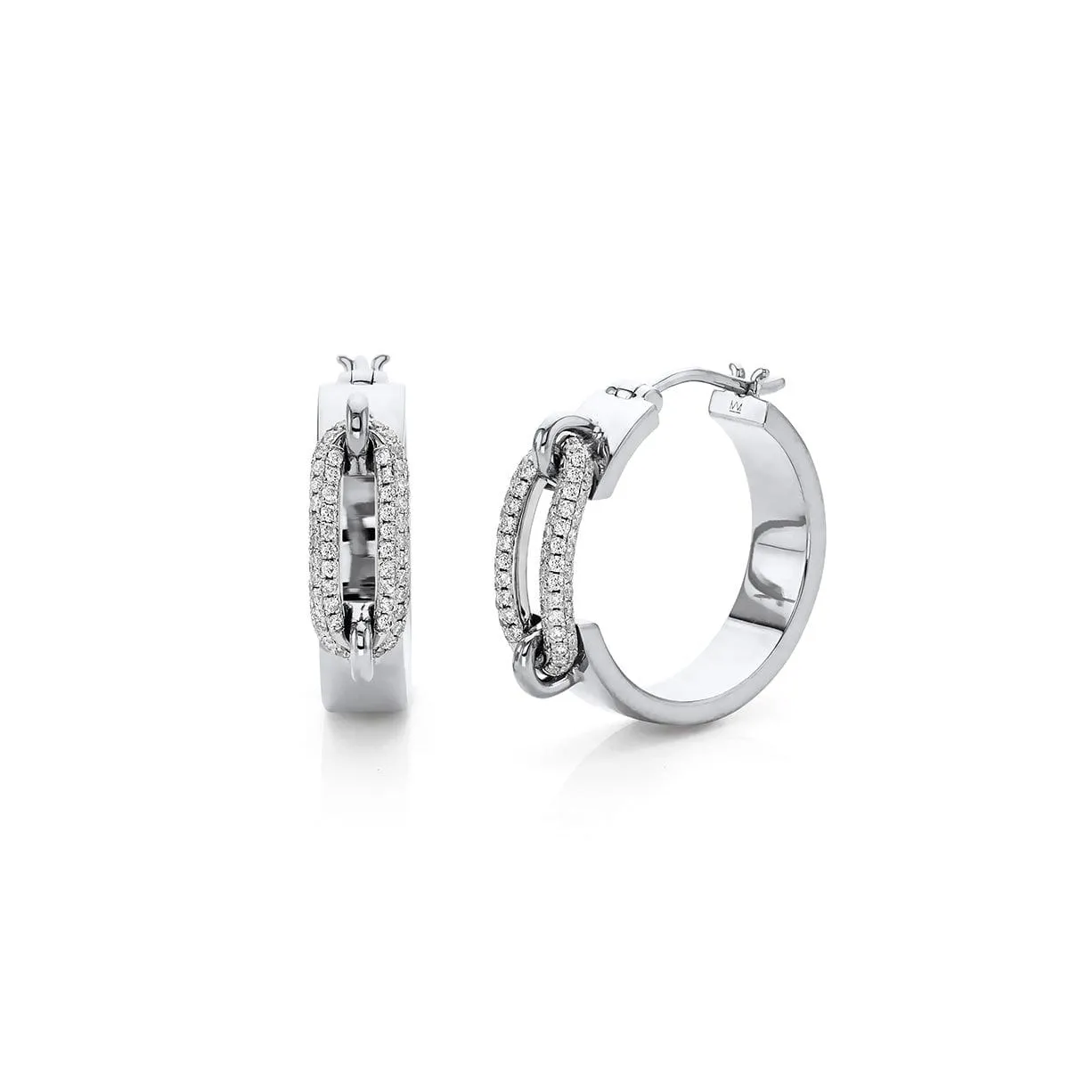 Pavé Wide Luxe Link Hoop Earrings