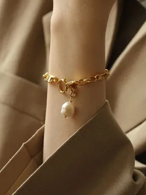 Pearl Irregular Chain Gold Plated Bracelet