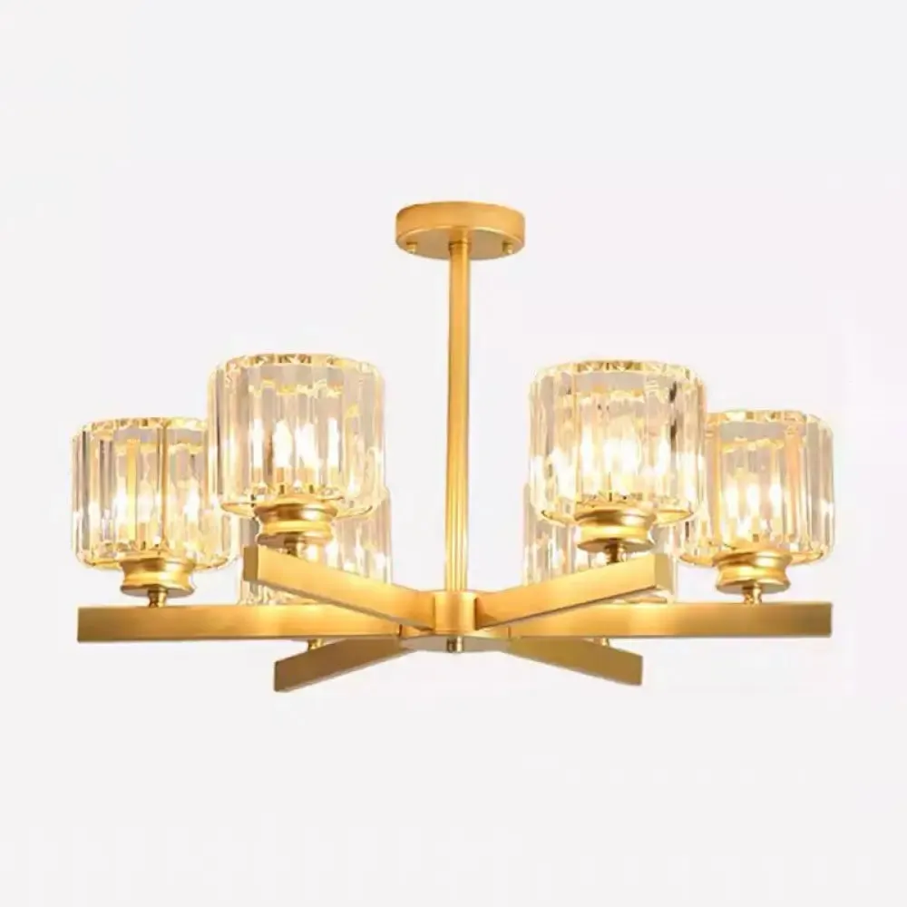 Post-Modern Crystal Cylindrical Chandelier Pendant Light for Living Room