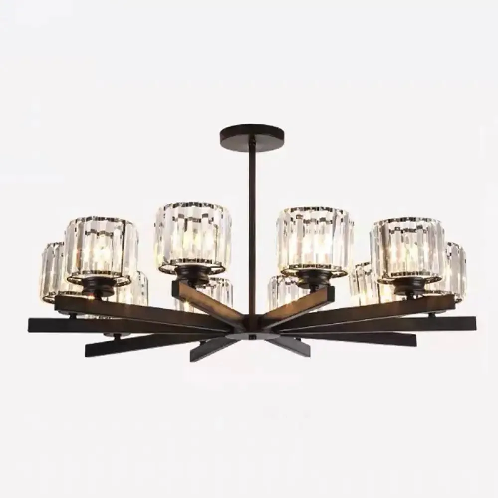 Post-Modern Crystal Cylindrical Chandelier Pendant Light for Living Room