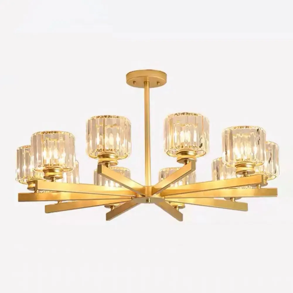 Post-Modern Crystal Cylindrical Chandelier Pendant Light for Living Room