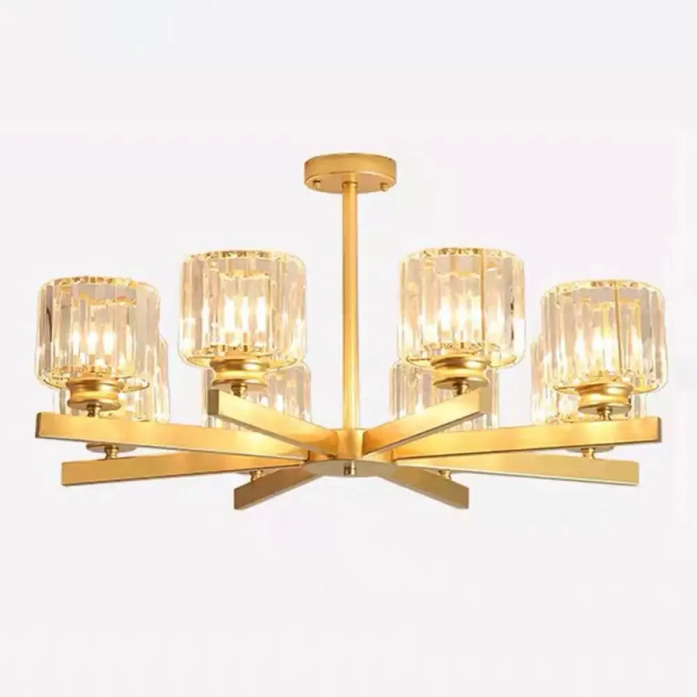 Post-Modern Crystal Cylindrical Chandelier Pendant Light for Living Room