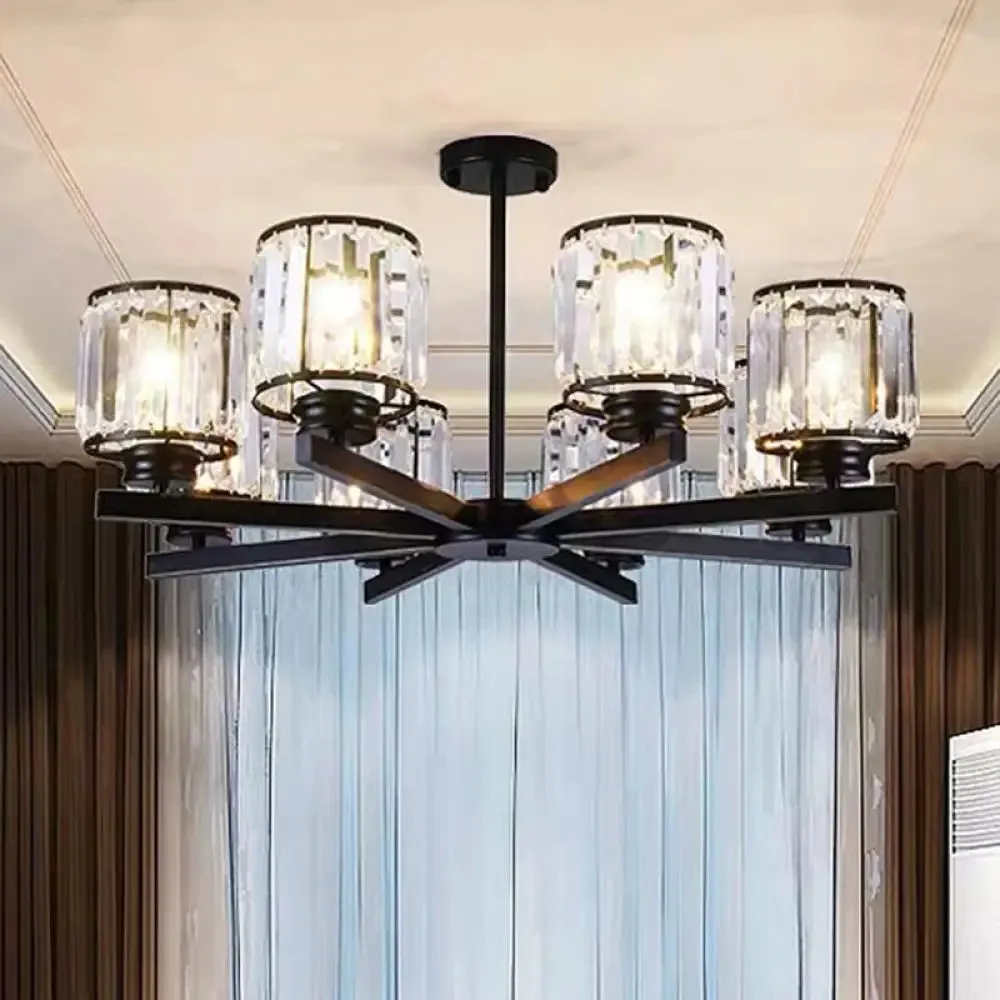 Post-Modern Crystal Cylindrical Chandelier Pendant Light for Living Room