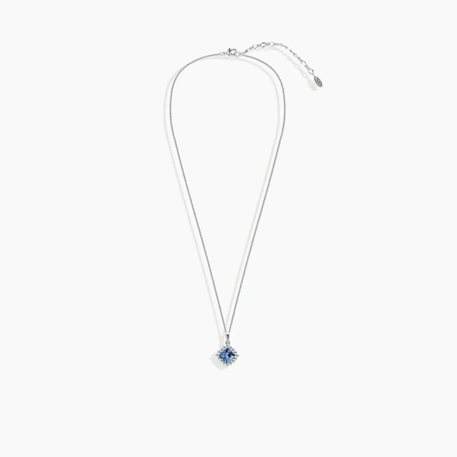 Princess Cut Alexandrite Halo Pendant Necklace in 925 Sterling SIlver - Irosk ®