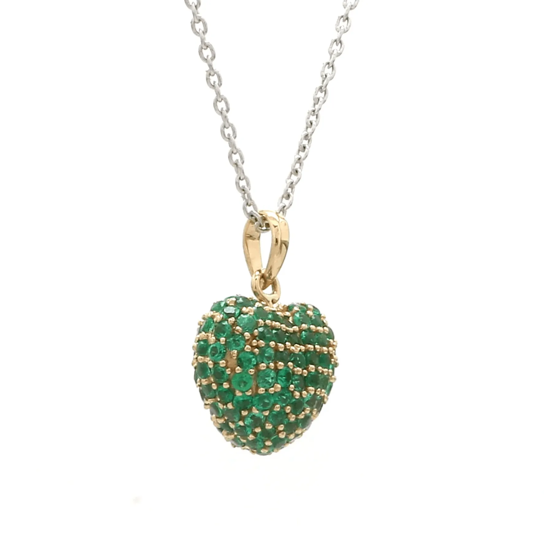 Puffy Pave Emerald Heart Charm