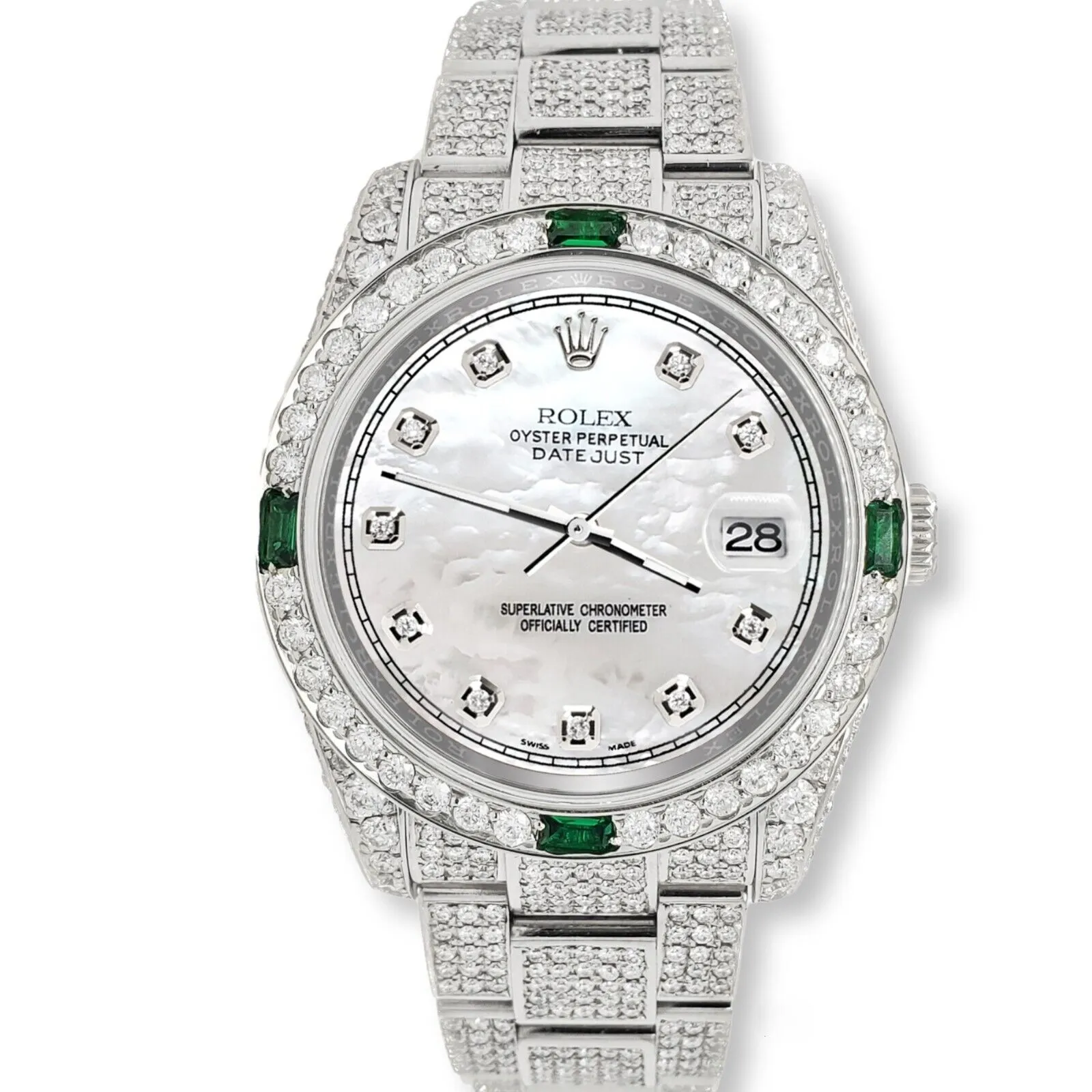 Rolex Datejust   Diamond/Emerald Watch with White MOP Diamond Dial TFJ-142508252