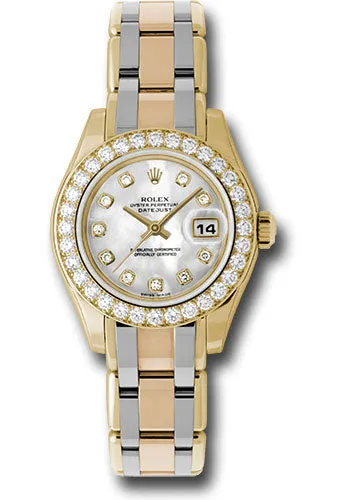 Rolex Yellow Gold Lady-Datejust Pearlmaster 29 Watch - 32 Diamond Bezel - Mother-Of-Pearl Diamond Dial - 80298bic md