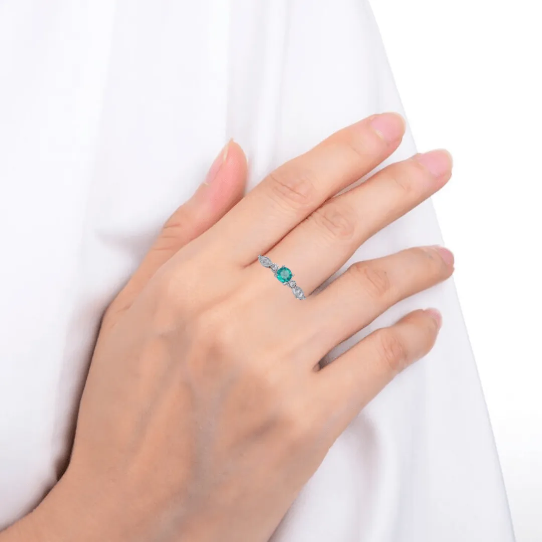 Round Emerald Solitaire Ring