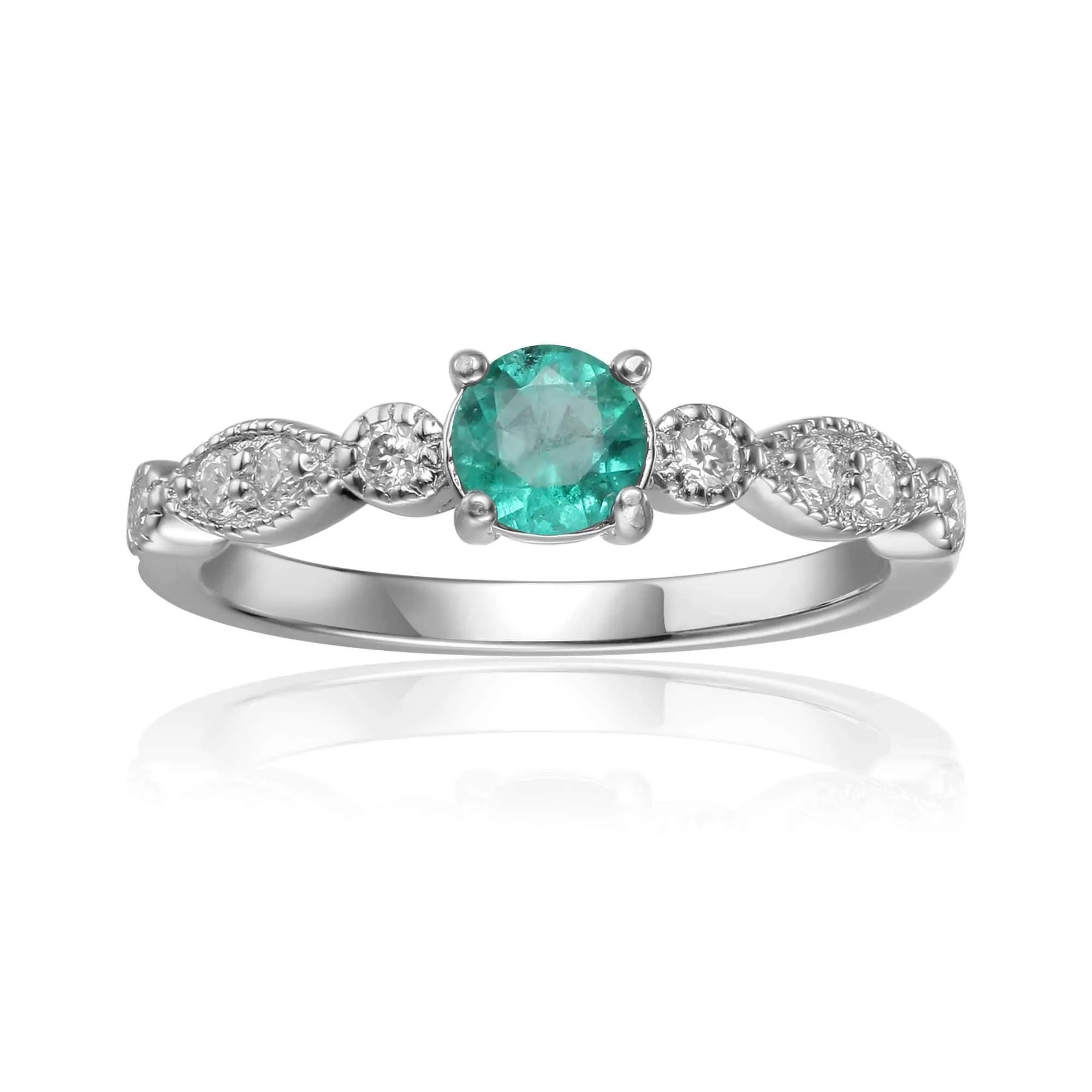 Round Emerald Solitaire Ring