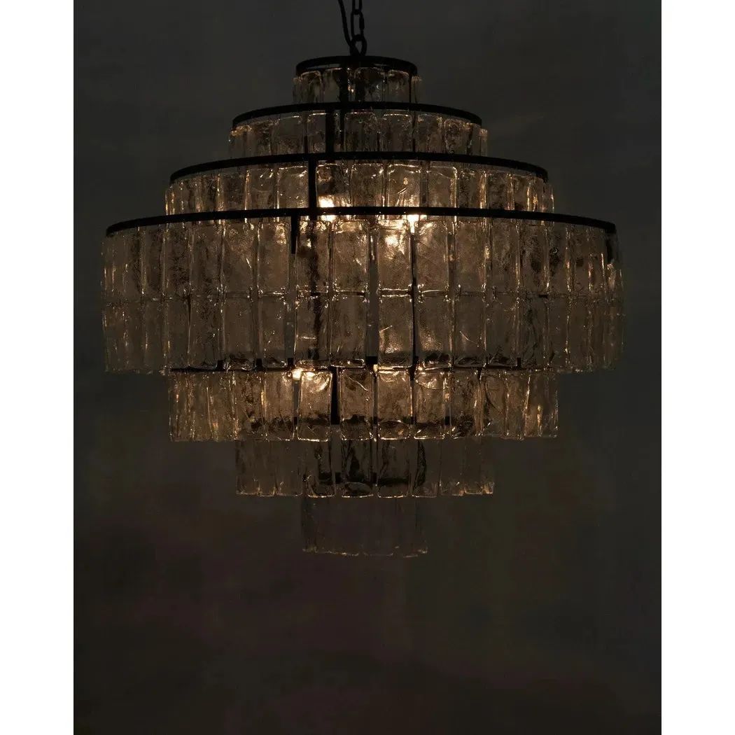 Satellite Black Steel and Glass Chandelier