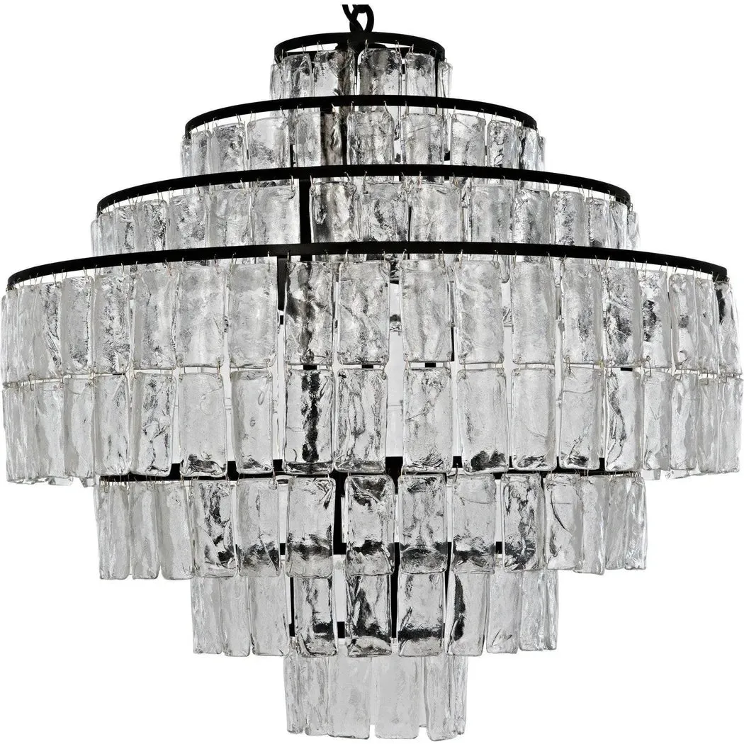 Satellite Black Steel and Glass Chandelier