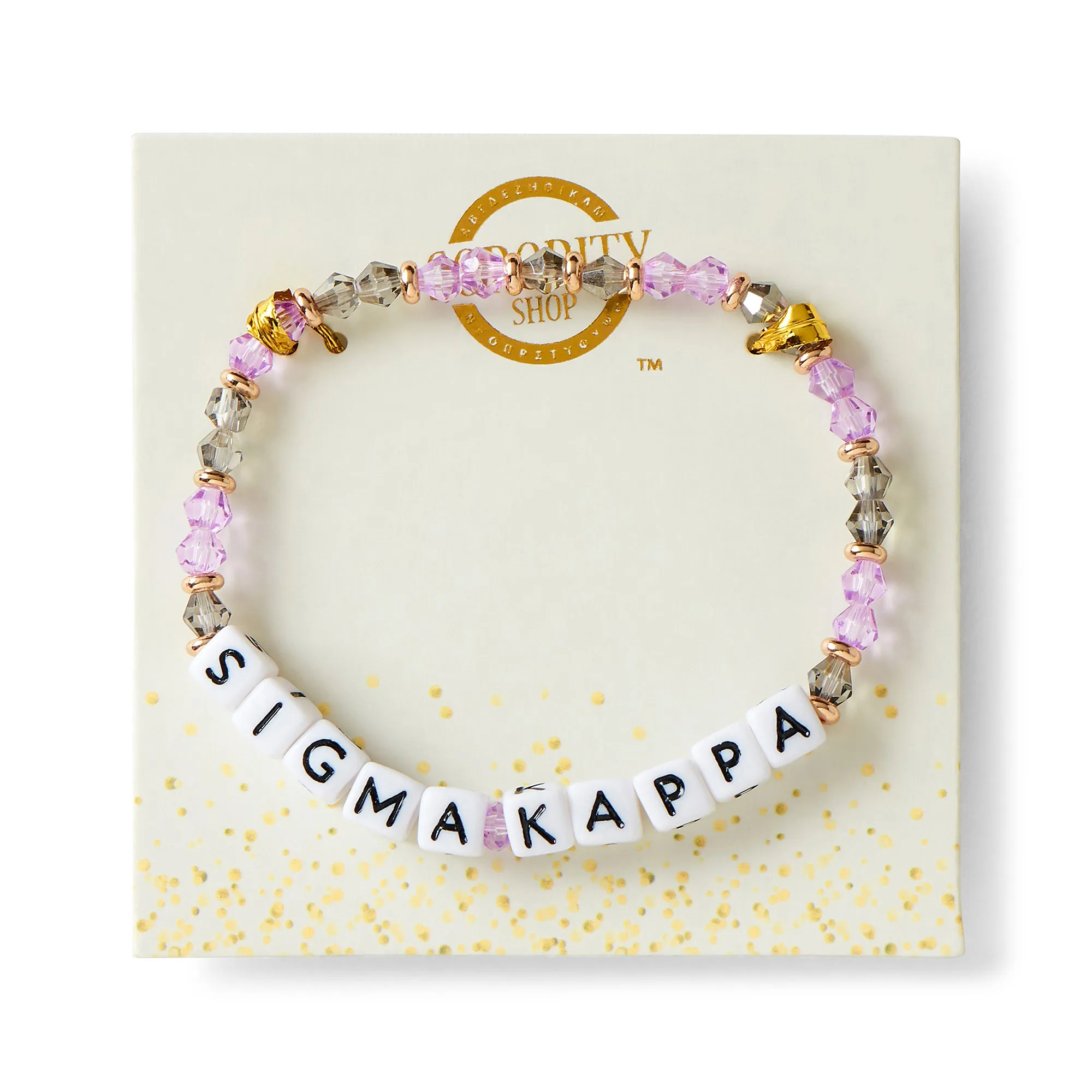 Sigma Kappa Bracelet With Glass Beads and 18K Gold Accent Beads