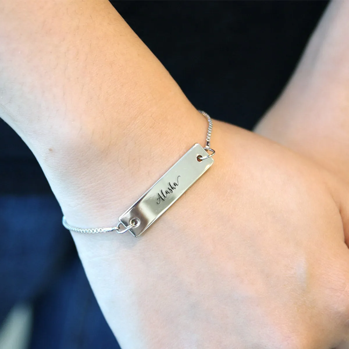 Silver Alaska Adjustable Bar Bracelet