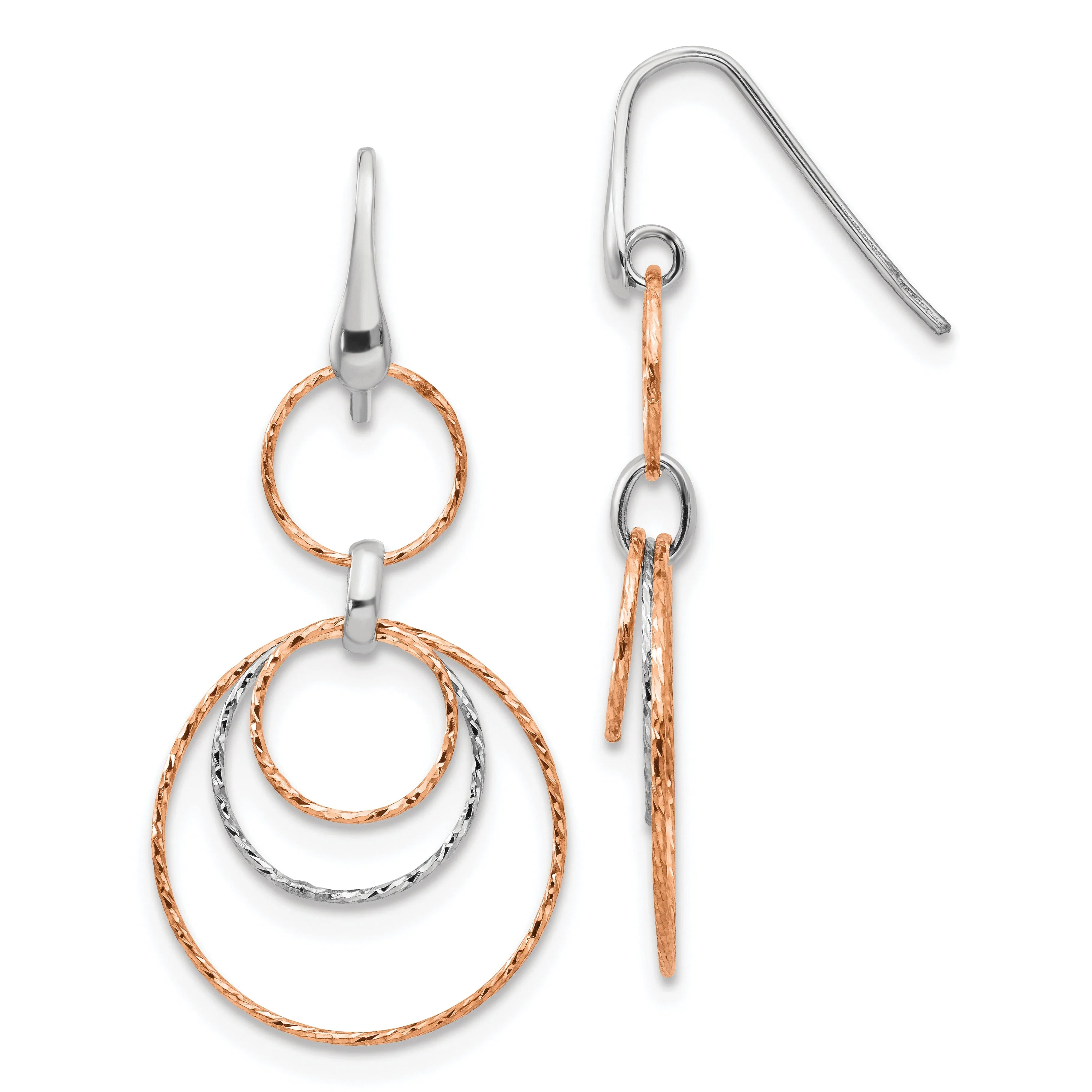 Silver Rose-gold Plated D.C Dangle Earrings