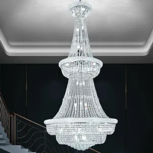 Silver/Chrome Extra Large Empire Style Crystal Chandelier for Foyer/Entryway/Staircase