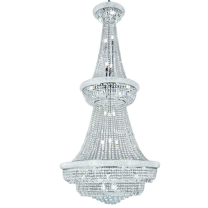 Silver/Chrome Extra Large Empire Style Crystal Chandelier for Foyer/Entryway/Staircase