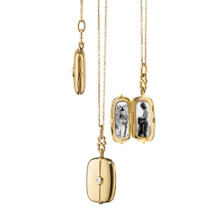 Slim Skye Gold Locket Necklace with Diamond