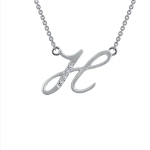 SS Sim Dia Initial H Necklace