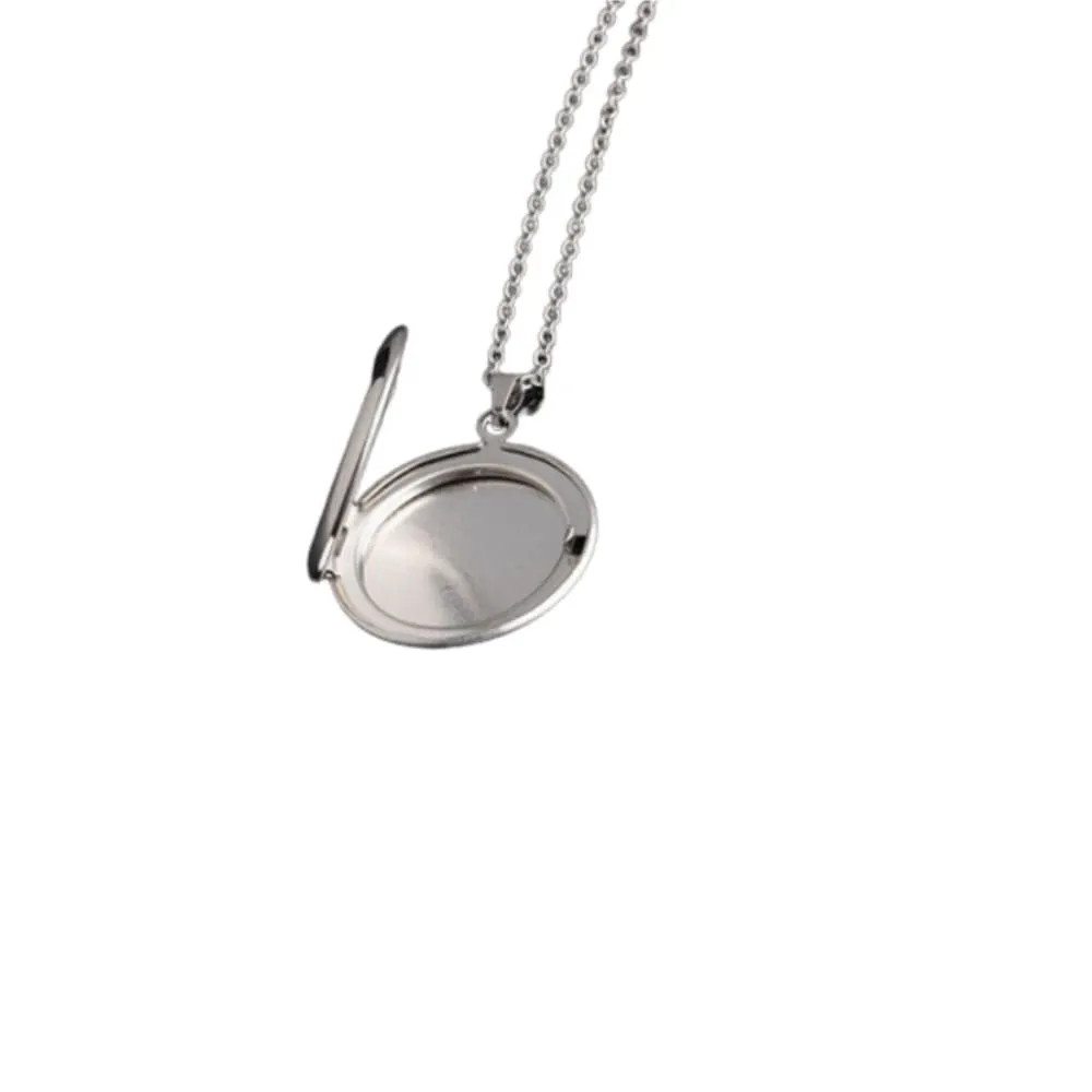 Stainless Steel Photo Locket Necklace Open Round Pendant Necklaces For Women Jewelry Family Birthday Gift