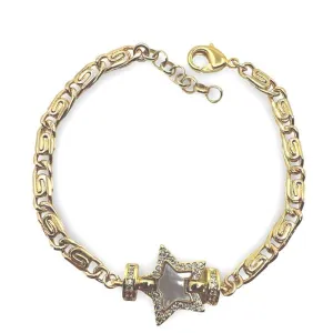 Star Mother of Pearl Charm On 18kt GF Scroll Chain Bracelet (BCG455STR)