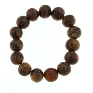 Starborn Creations Blue Sumatra Amber and Agarwood Beaded Elastic Bracelet