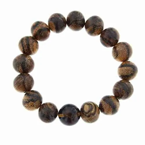 Starborn Creations Blue Sumatra Amber and Agarwood Beaded Elastic Bracelet