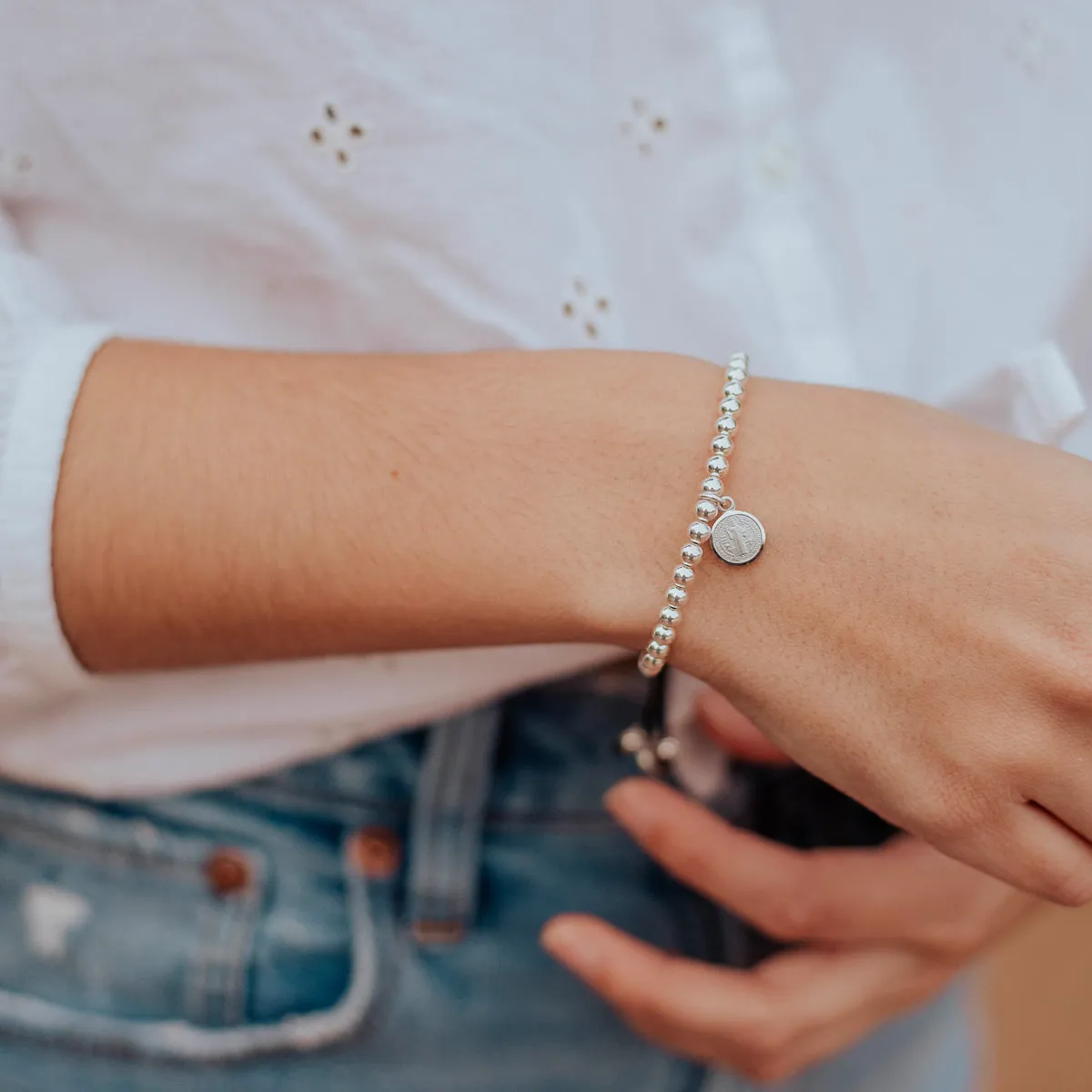 Sterling Silver Beaded Benedictine Blessing Bracelet