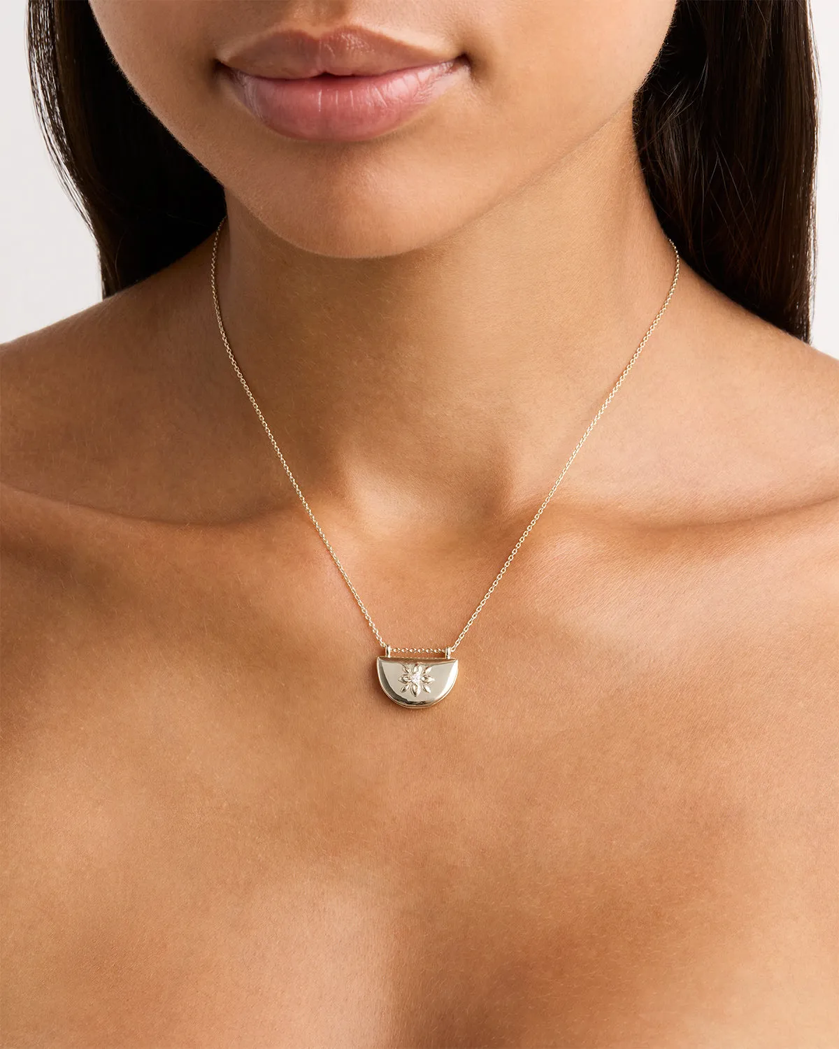 Sterling Silver Lotus Locket Necklace