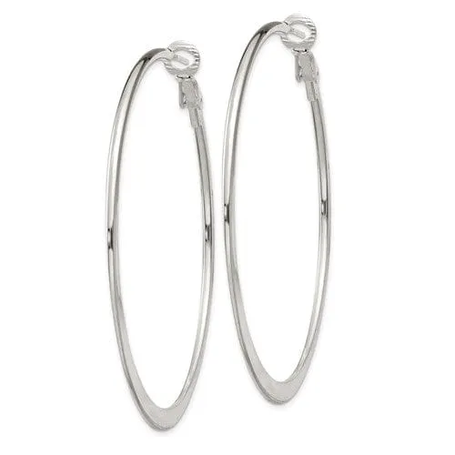 Sterling Silver Polish Omega Back Hoop Earrings