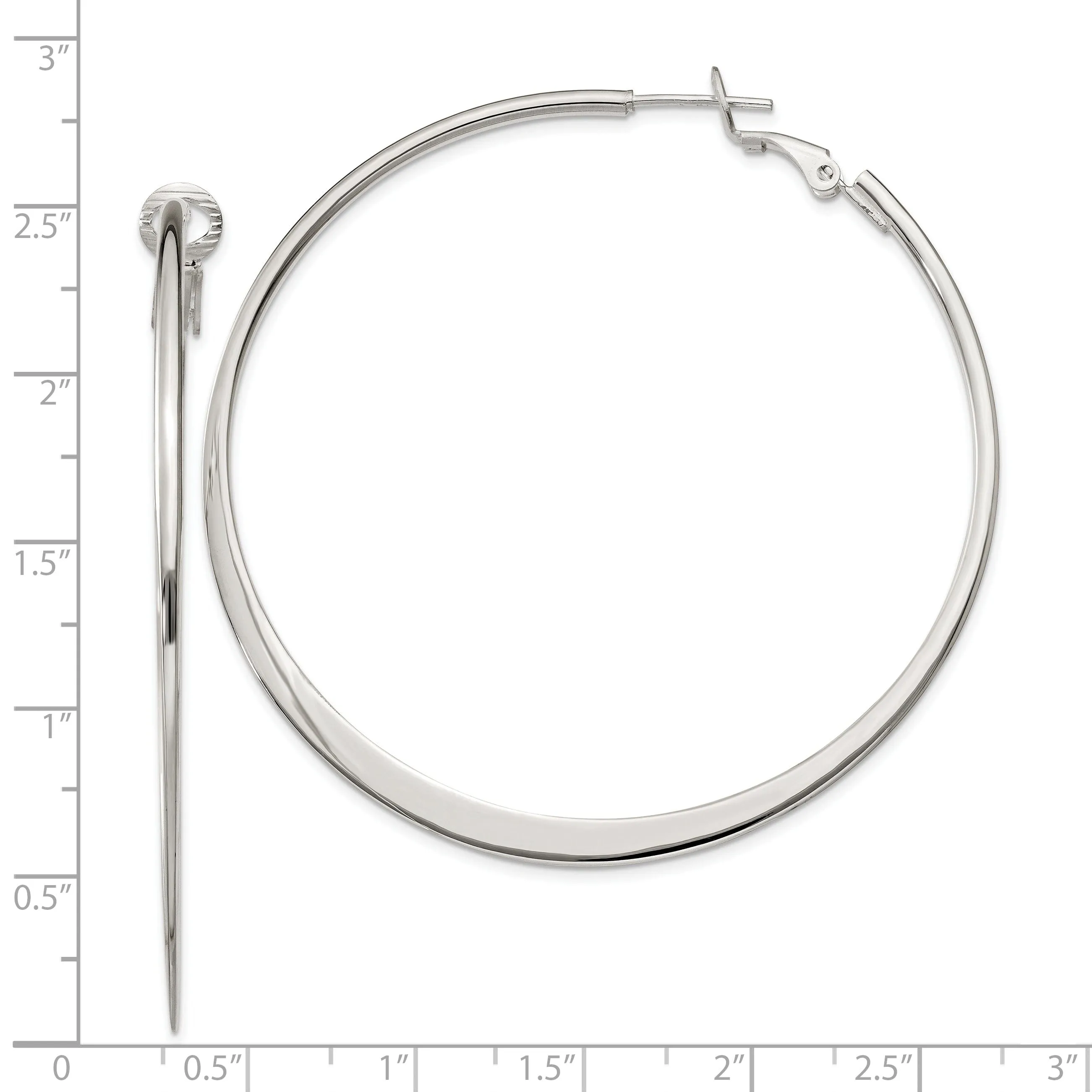 Sterling Silver Polish Omega Back Hoop Earrings