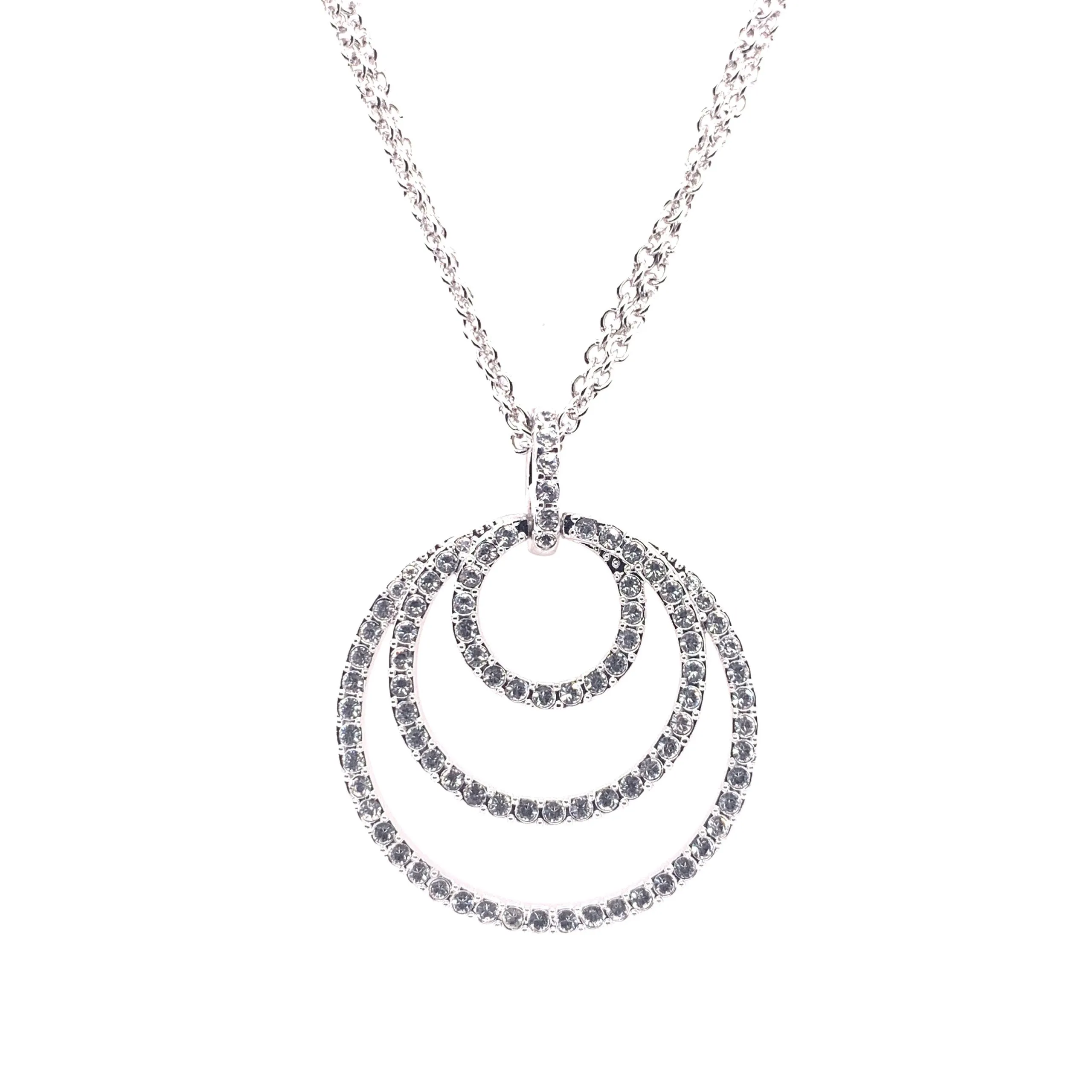 Sterling Silver Swarovski Crystal Concentric Circle Pendant