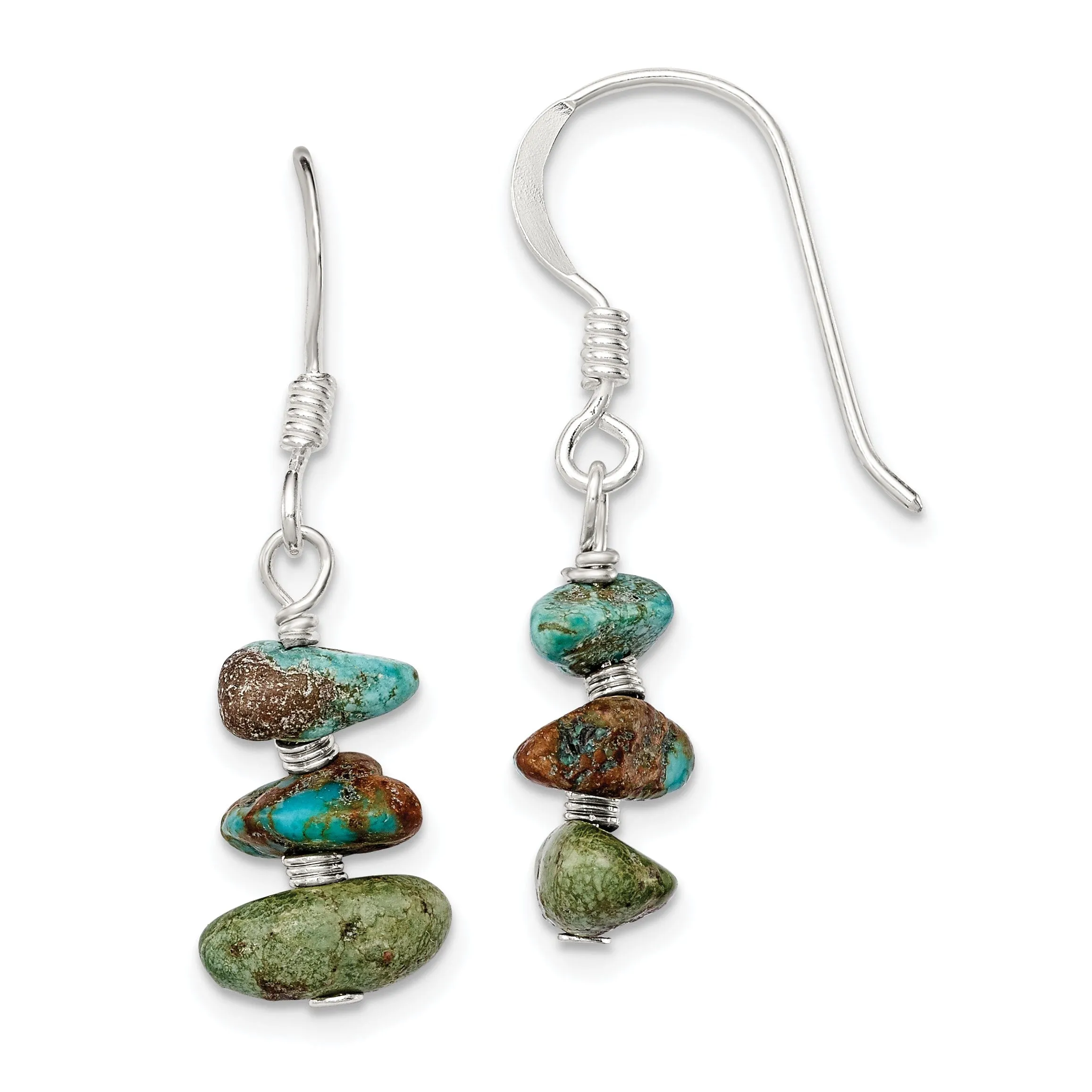 Sterling Silver Turquoise Chip Dangle Earrings