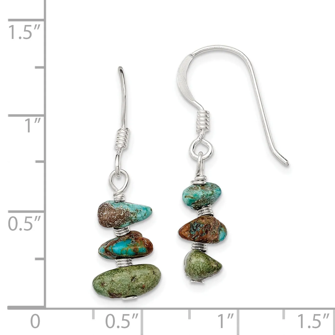 Sterling Silver Turquoise Chip Dangle Earrings