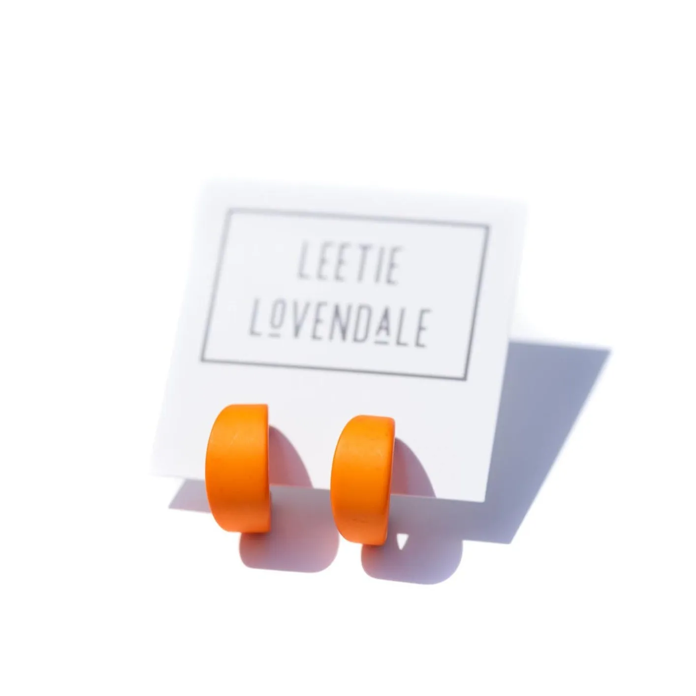 Sun Orange Velvet Matte Mini Boom Hoop Earrings