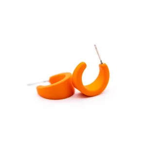 Sun Orange Velvet Matte Mini Boom Hoop Earrings