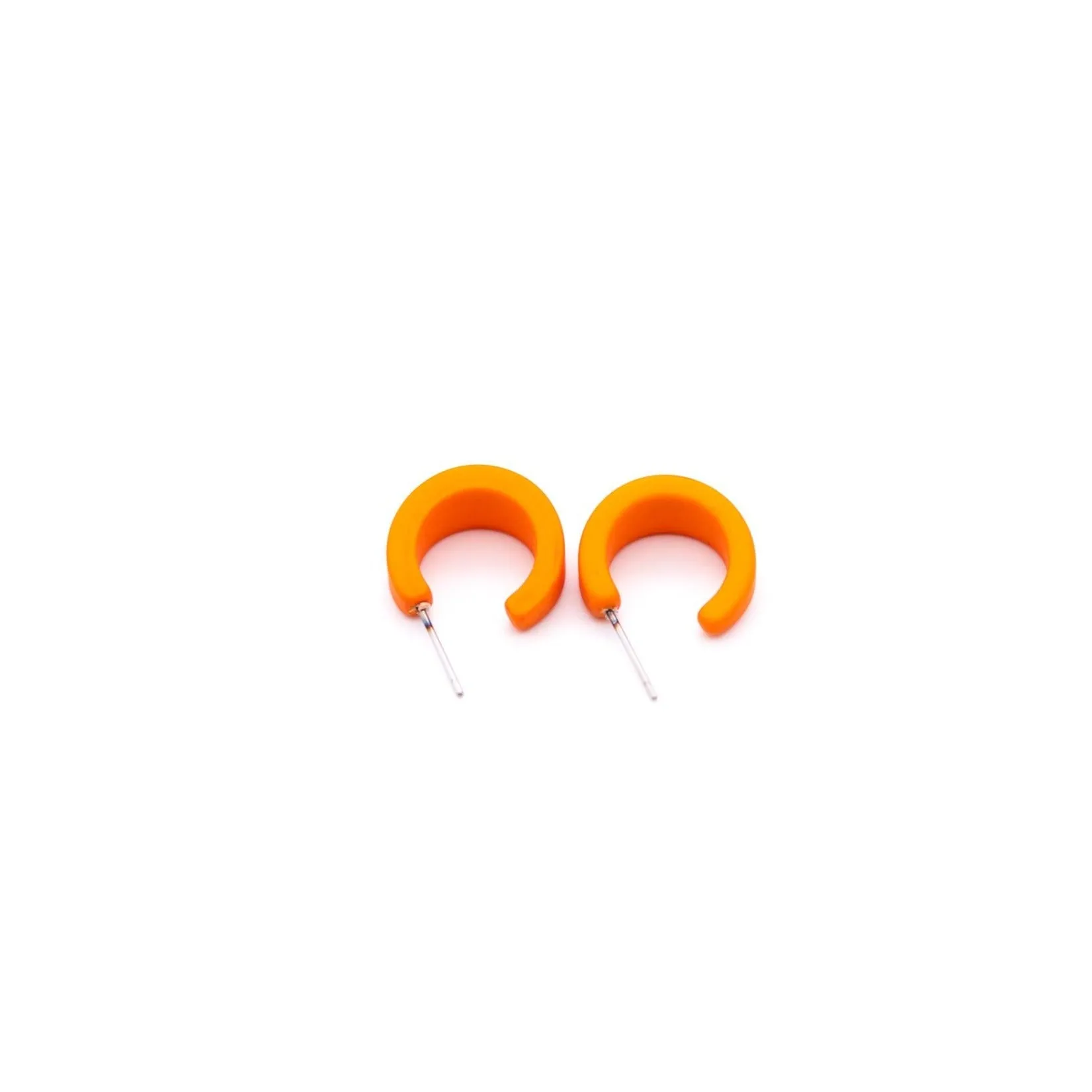 Sun Orange Velvet Matte Mini Boom Hoop Earrings