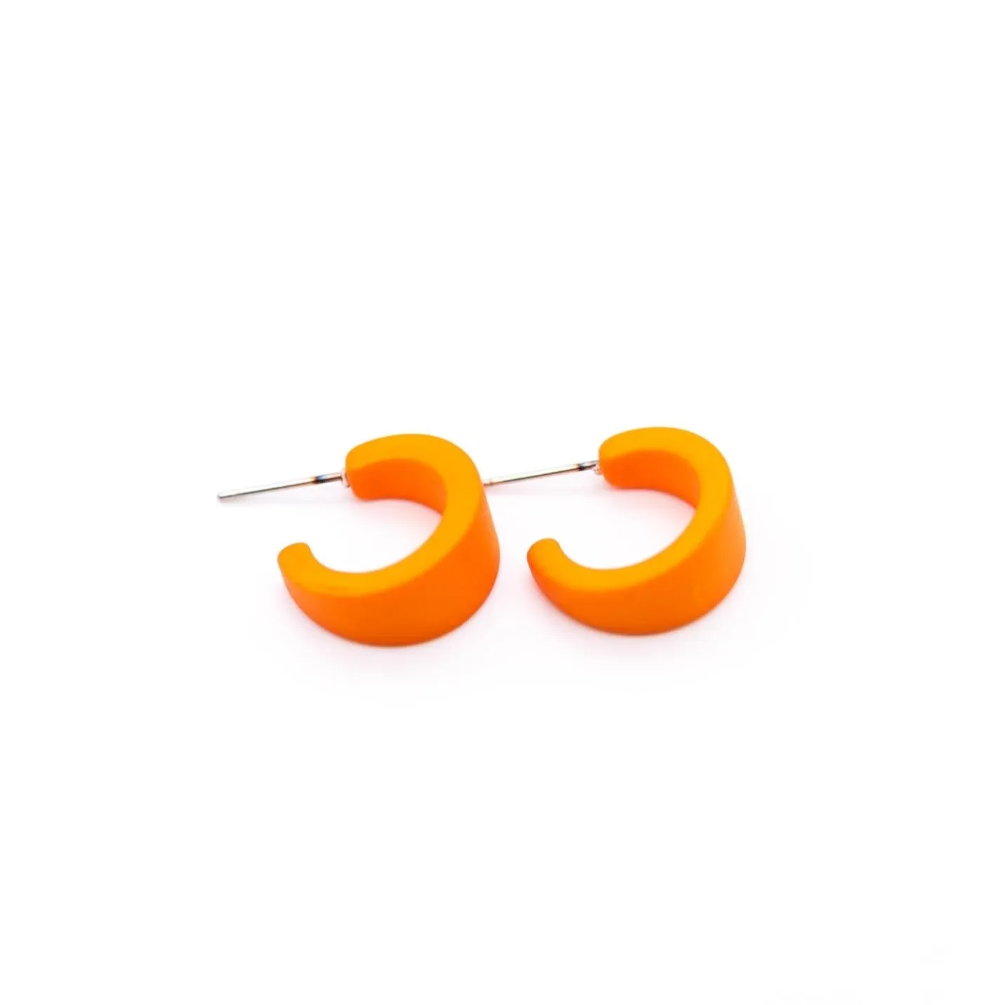 Sun Orange Velvet Matte Mini Boom Hoop Earrings