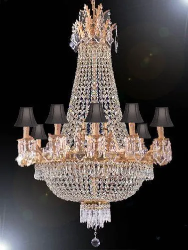 Swarovski Crystal Trimmed Chandelier Empire Chandelier H50" W30" With Black Shades - A93-Sc/Blackshade/1280/10 5Largesw