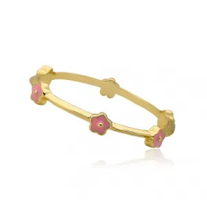 Twin Stars Dainty Flowers Bangle In Pink