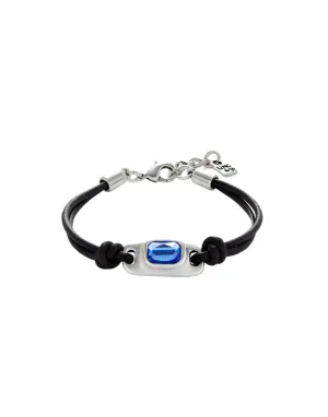 UNOde50 Ser Magnetica Silver-Plated Blue Crystal Leather Bracelet - Medium