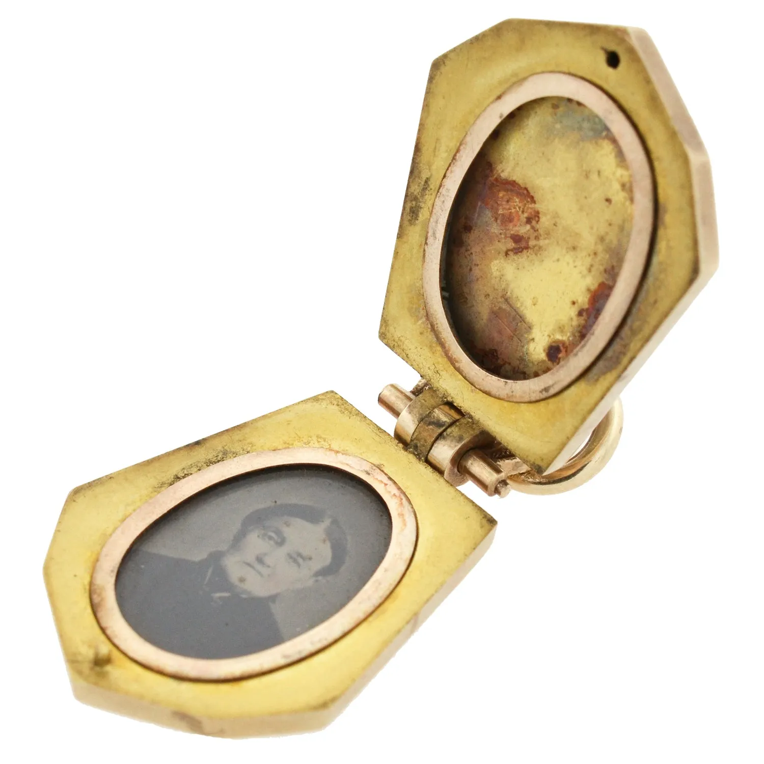 Victorian 15kt Inlaid Gold Quartz Locket