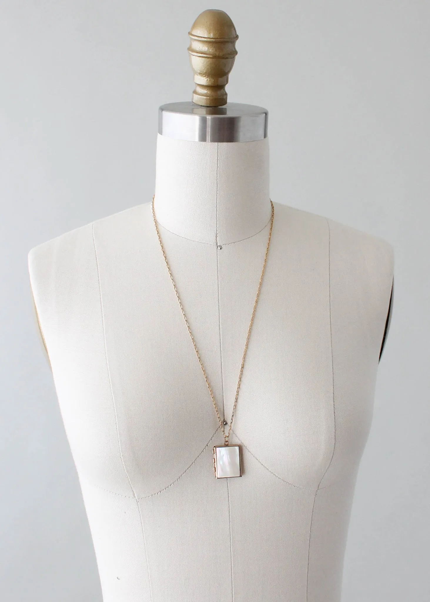 Vintage 1950s Mother of Pearl Book Locket Necklace