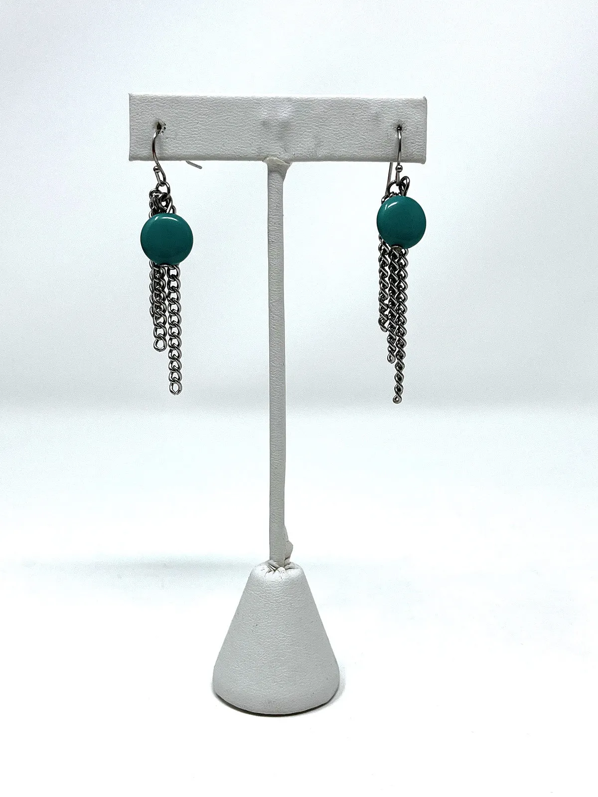 Vintage Silver & Blue Chain Dangle Earrings