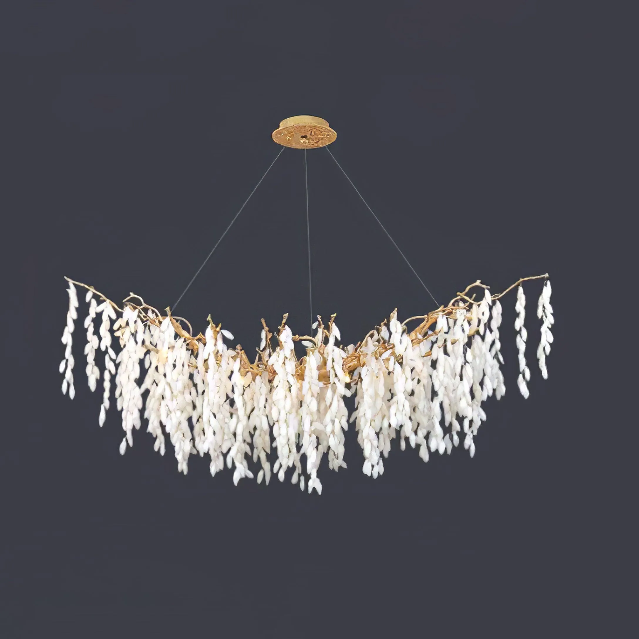 White Jade Branch Brass Chandelier