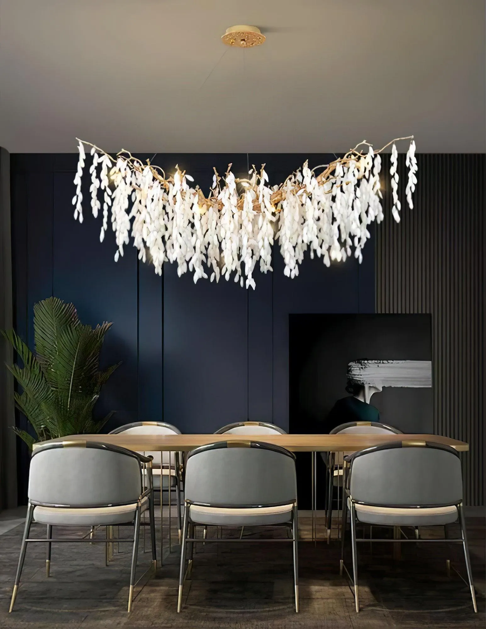 White Jade Branch Brass Chandelier