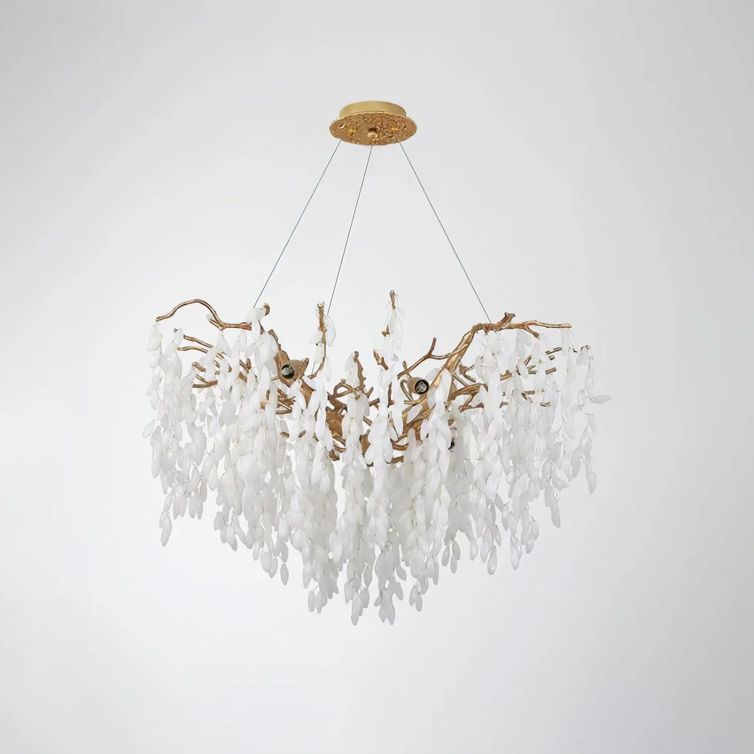 White Jade Branch Brass Chandelier