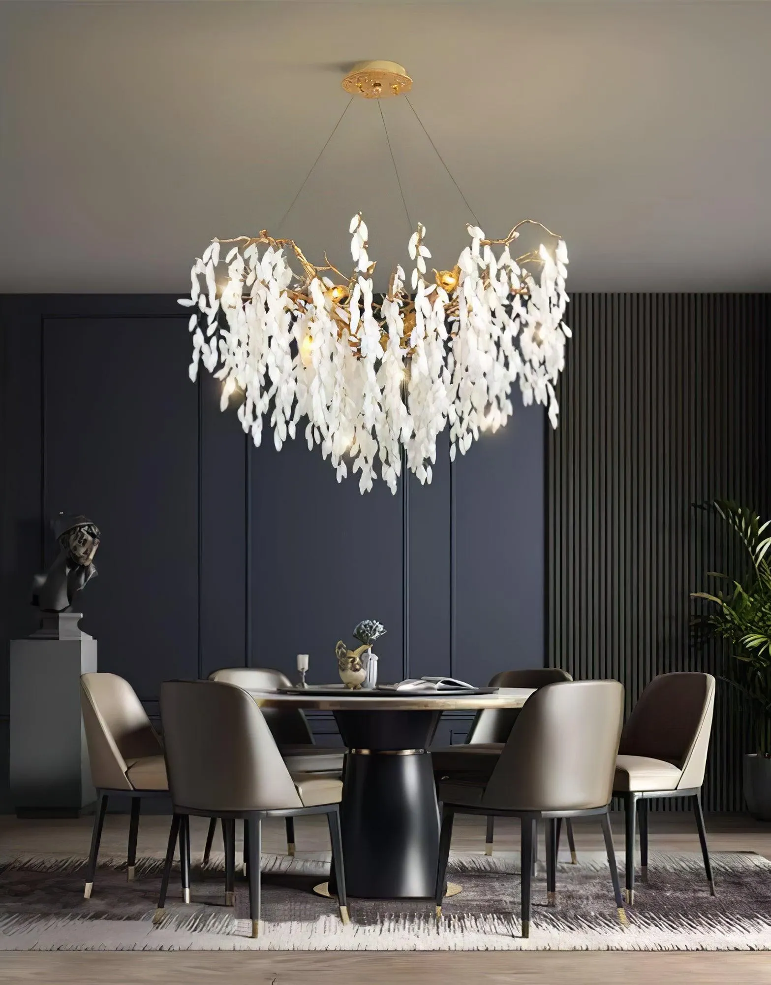 White Jade Branch Brass Chandelier