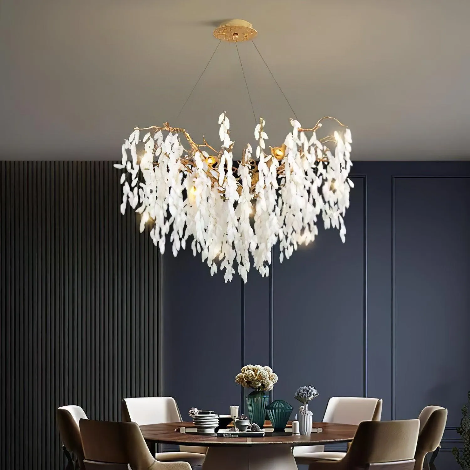 White Jade Branch Brass Chandelier