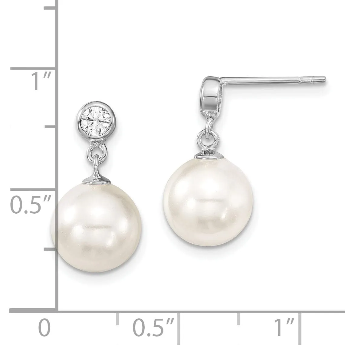 White Pearl and Cubic Zirconia Dangle Earrings